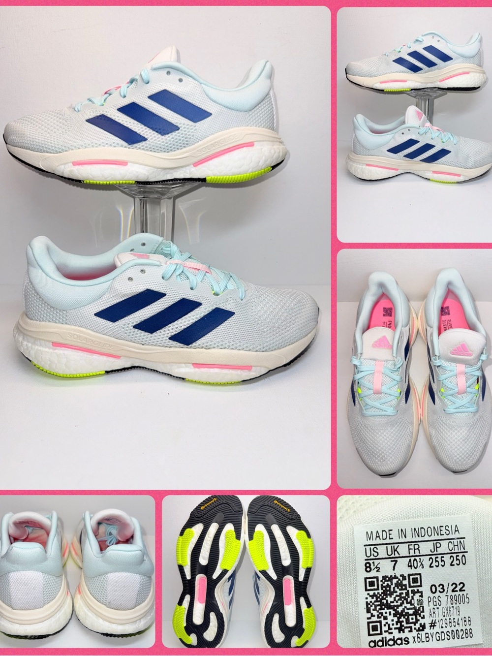 ADIDAS SOLAR GRIDE 5 Running Shoes - Light Blue with Navy Stripes